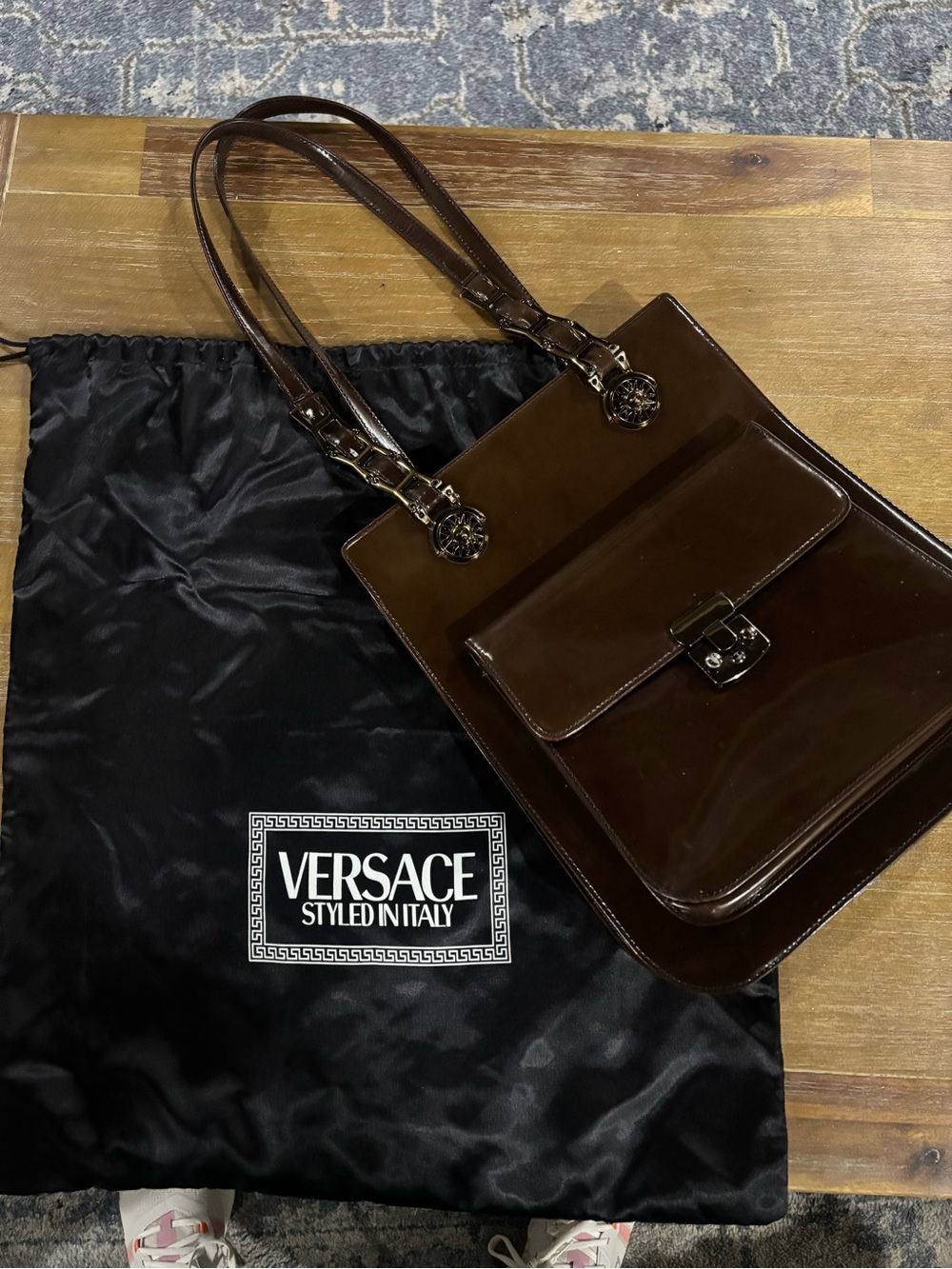 Versace Brown Patent Leather Bag